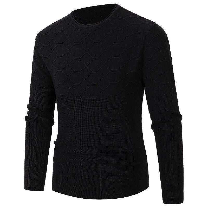 Chandail pull décontracté uni à col rond pour homme