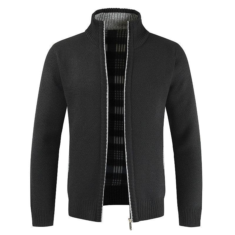 Cardigan zippé homme uni à col montant