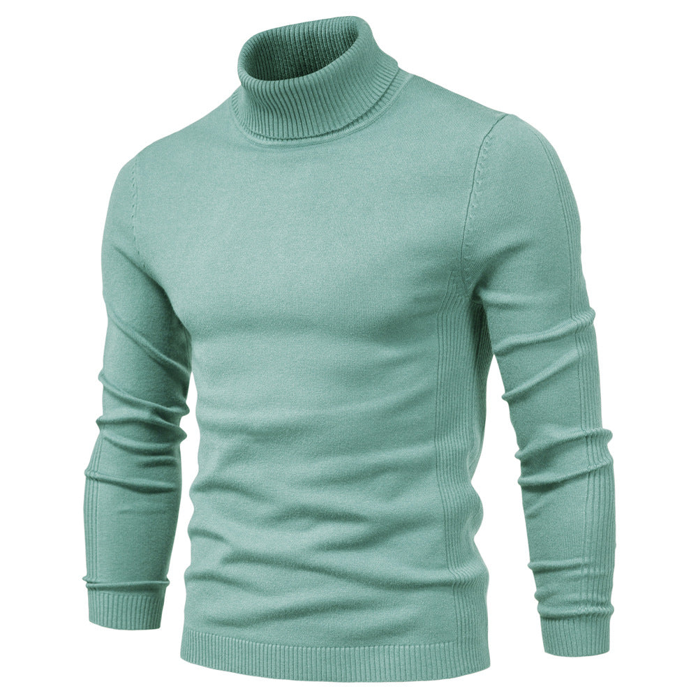 Pull à col roulé épais et décontracté de couleur unie pour homme