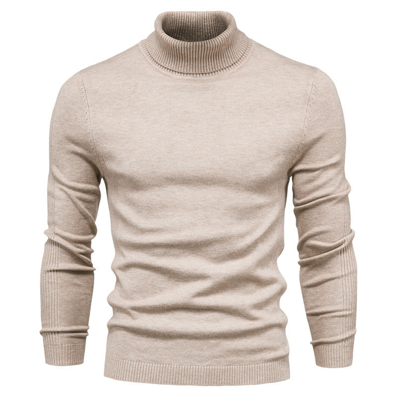 Pull à col roulé épais et décontracté de couleur unie pour homme