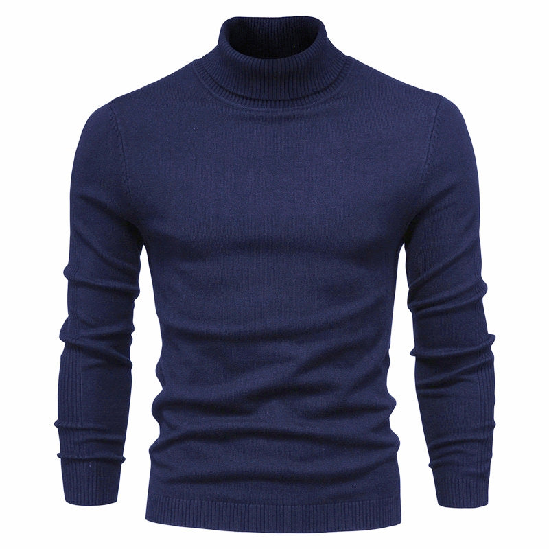 Pull à col roulé épais et décontracté de couleur unie pour homme