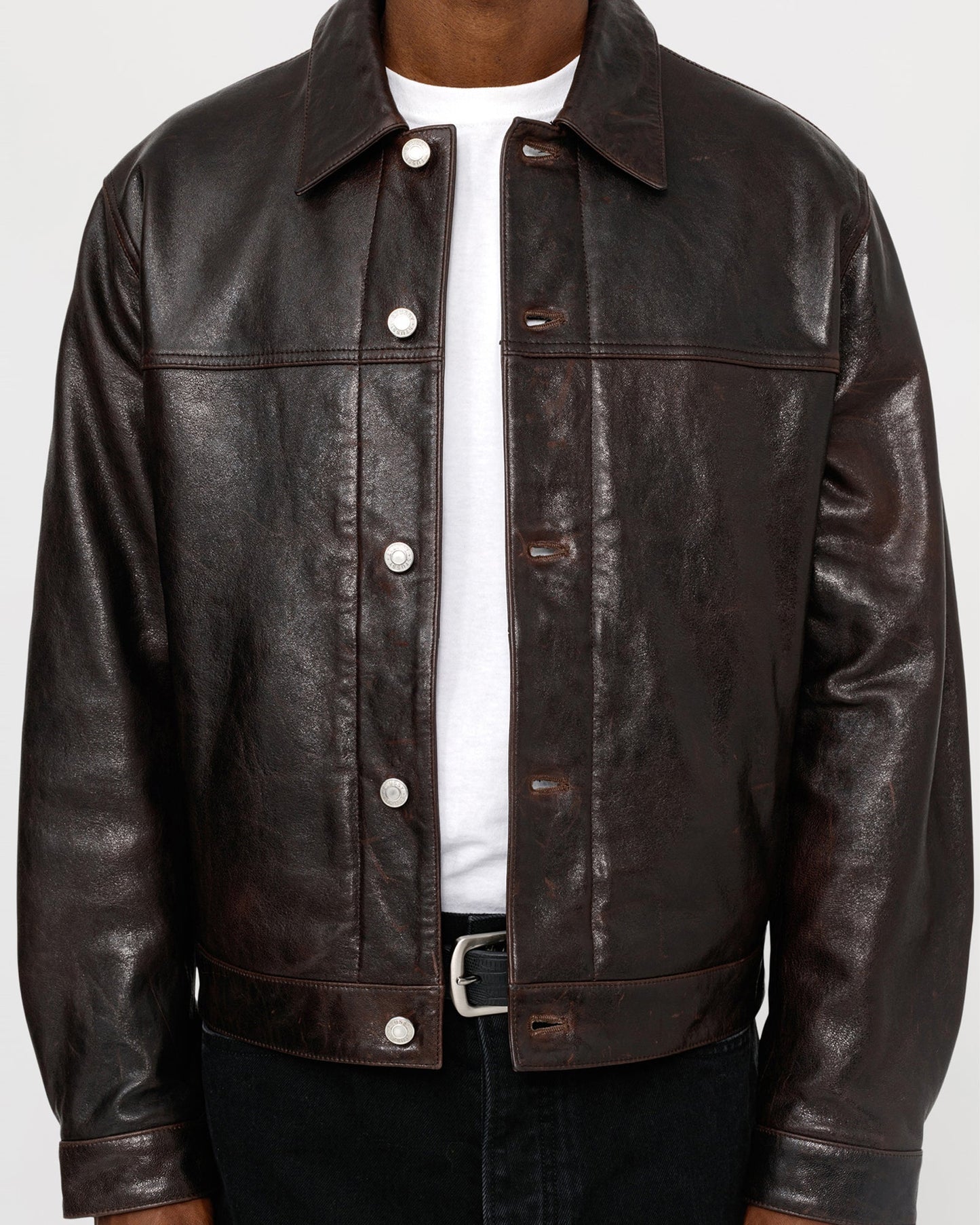 BLOUSON EN CUIR STYLE CAMIONNEUR