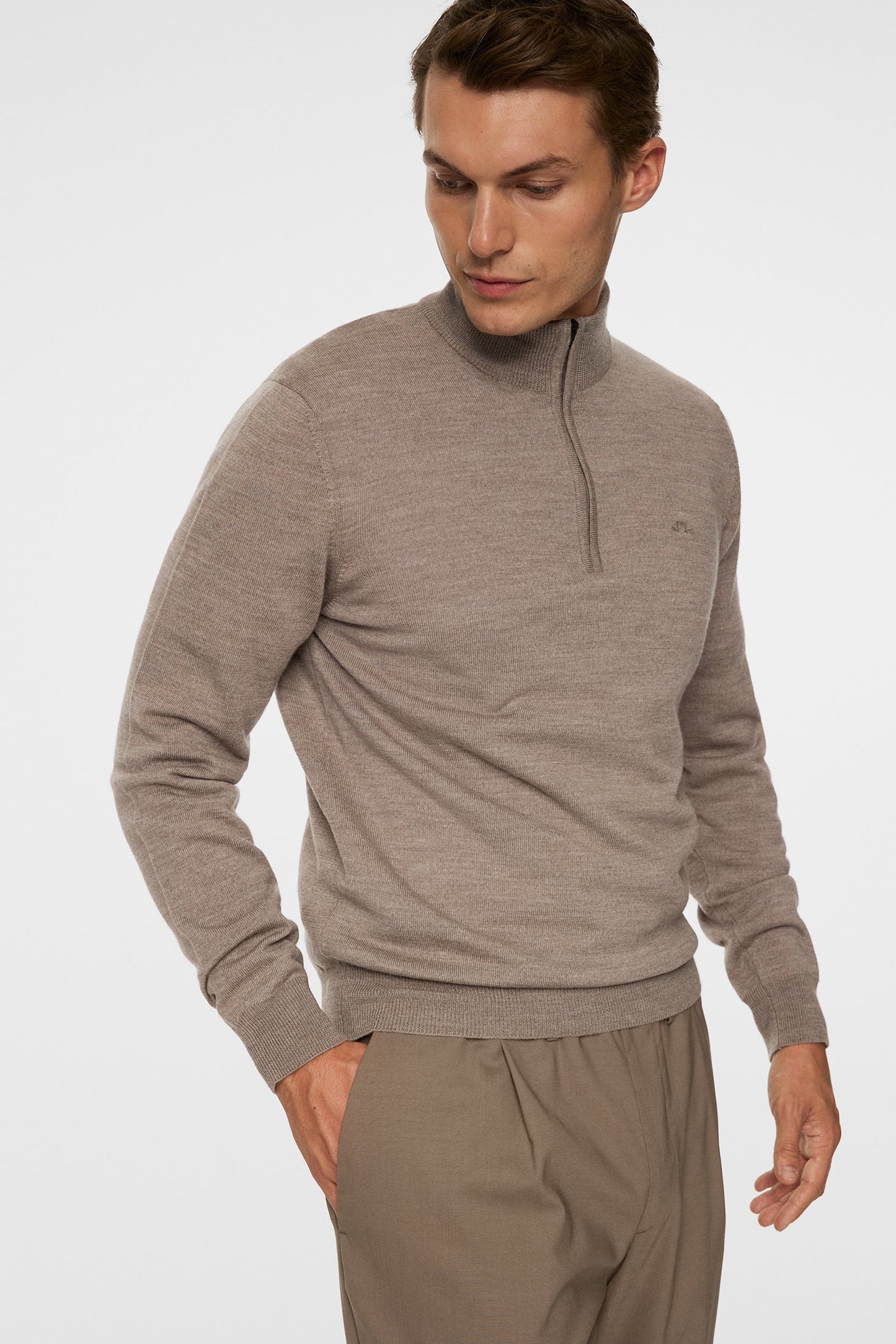 Kiyan Merino Quarter Zip / Brindle Melange