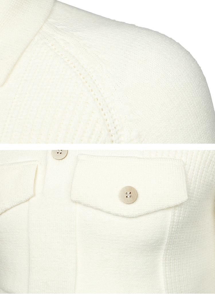 Chandail en tricot ajusté pour homme, style vintage, à manches raglan et poche à revers