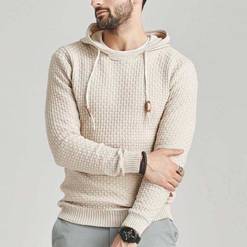 Herren-Pullover Jacquard-Karo-Muster Kapuzenpullover Basic Vintage-Stil
