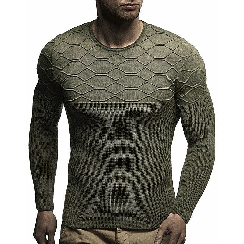 Chandail pull décontracté uni à col rond pour homme