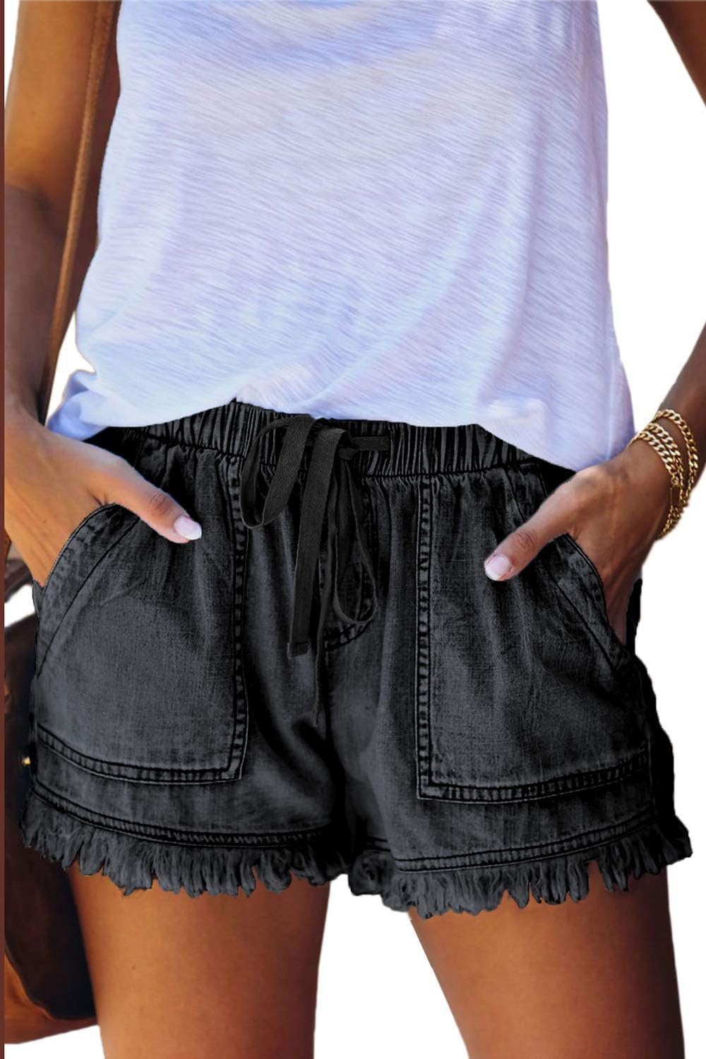 Shorts Légers pour Femmes, Amples, Tendance, avec Cordon de Serrage à la Taille, Confortables