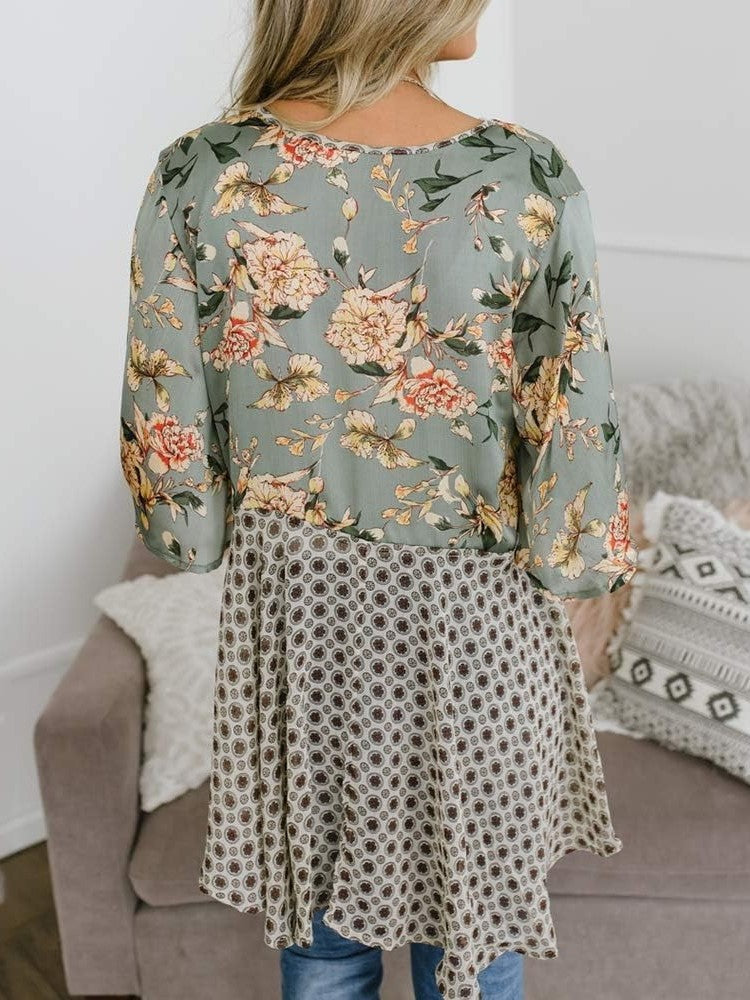 Cardigans Kimono Femme à Manches Volantes et Nœud, Imprimé Floral, Bohème Fluide et Ample