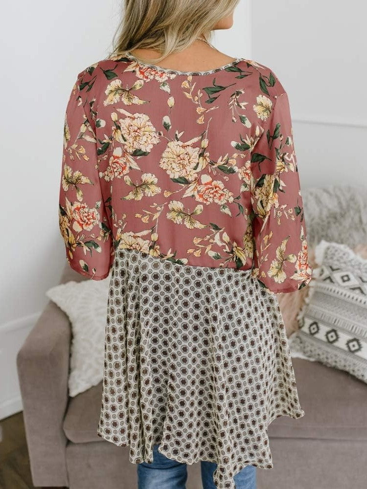 Cardigans Kimono Femme à Manches Volantes et Nœud, Imprimé Floral, Bohème Fluide et Ample