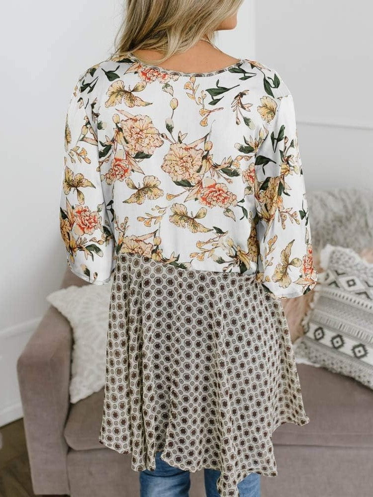 Cardigans Kimono Femme à Manches Volantes et Nœud, Imprimé Floral, Bohème Fluide et Ample