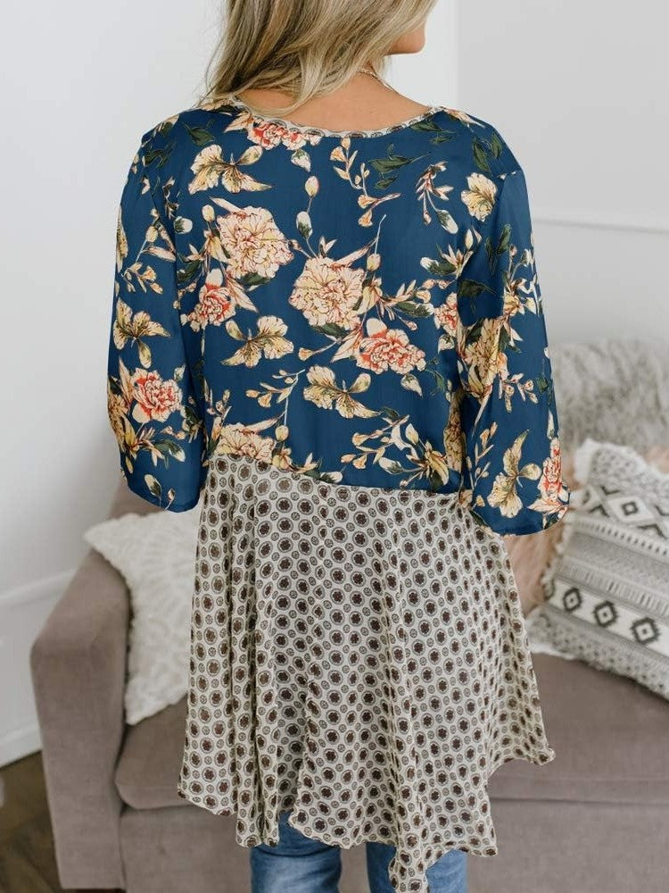 Cardigans Kimono Femme à Manches Volantes et Nœud, Imprimé Floral, Bohème Fluide et Ample