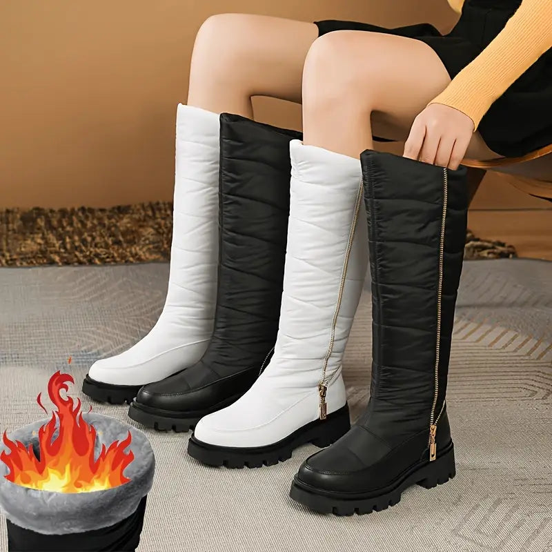 Bottes d'hiver imperméables pour femme - Bottes de neige épaisses et isolées avec semelle en caoutchouc antidérapante