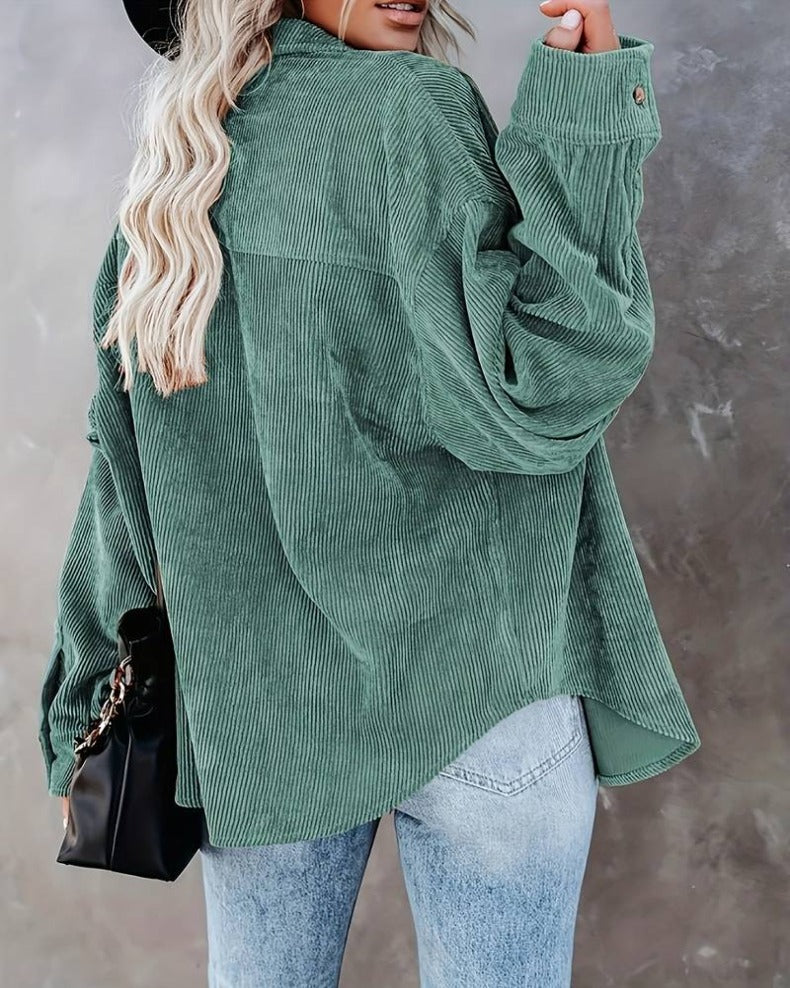 Chemisier décontracté vintage en velours à manches longues pour femme automne/hiver