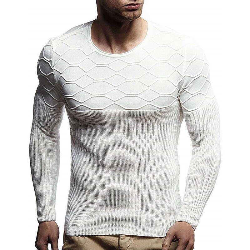 Chandail pull décontracté uni à col rond pour homme