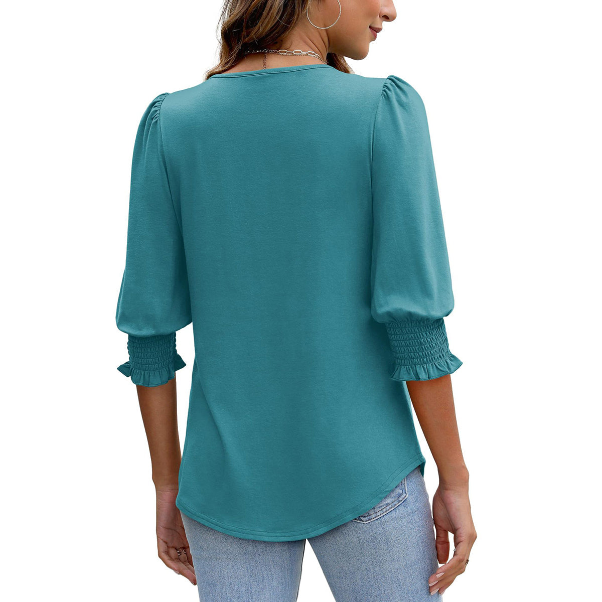 🥳Women Summer Printed Tops Elbow Sleeve Loose Fit Tee