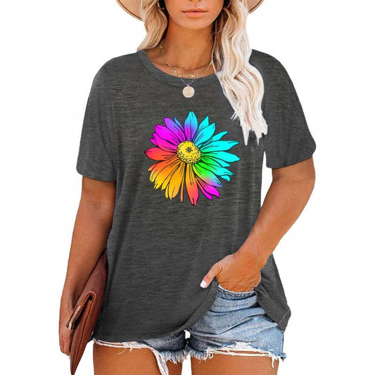 ✨Damen V-Ausschnitt Gänseblümchen-Print T-Shirts Freizeit-T-Shirts
