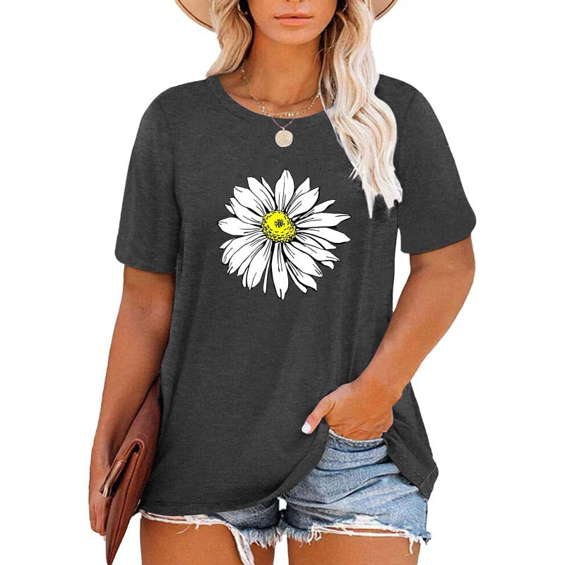 ✨T-shirts décontractés à imprimé marguerite et col en V pour femmes
