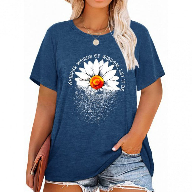 ✨T-shirts décontractés à imprimé marguerite et col en V pour femmes