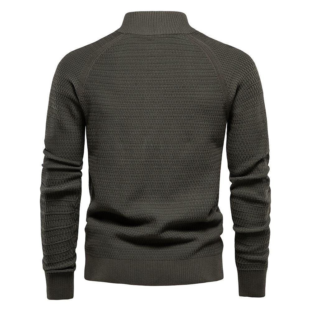 Cardigan tricoté col montant à motif texturé pour homme