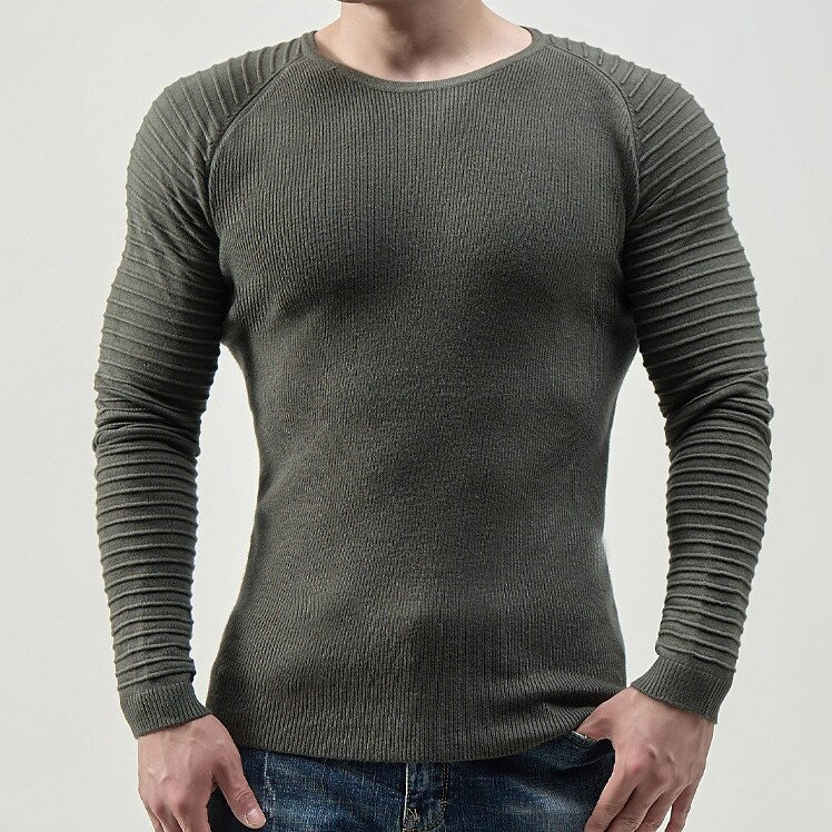 Pull décontracté pour homme à col rond et manches raglan