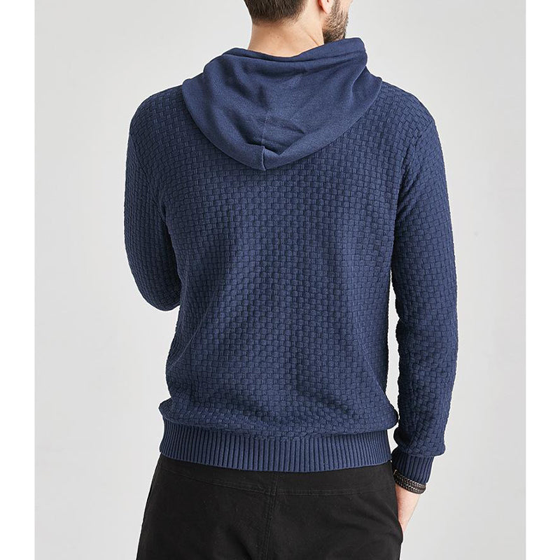 Herren-Pullover Jacquard-Karo-Muster Kapuzenpullover Basic Vintage-Stil