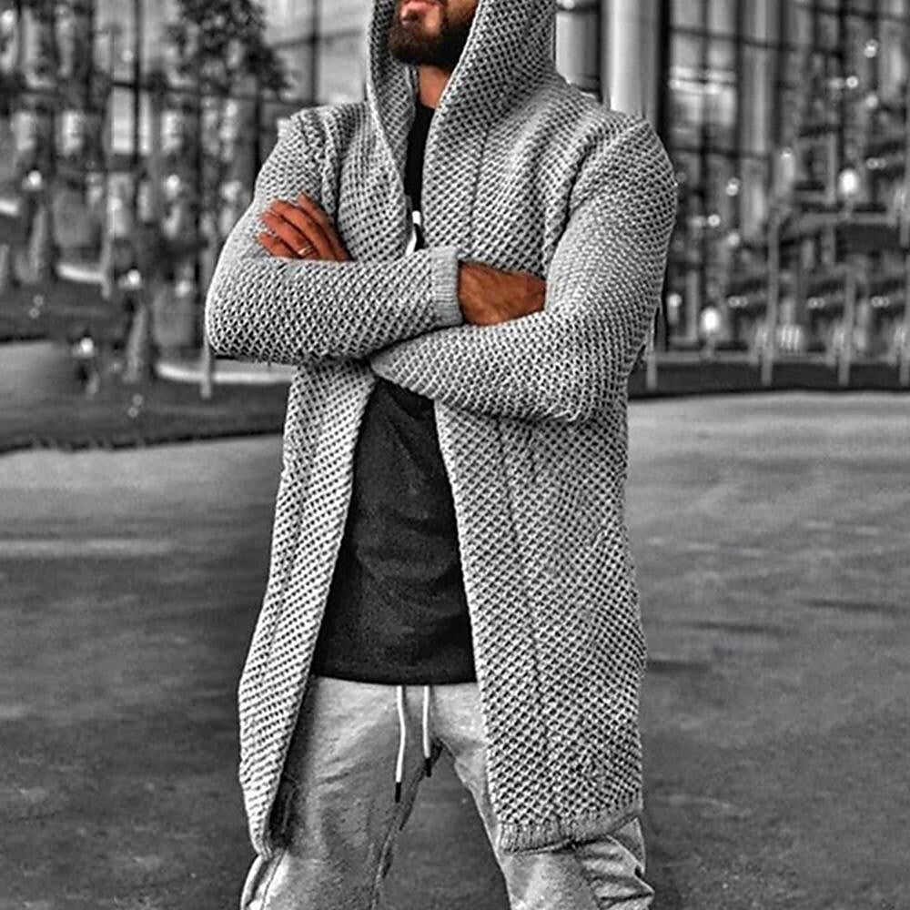 Cardigan à Capuche Texturé Uni pour Homme