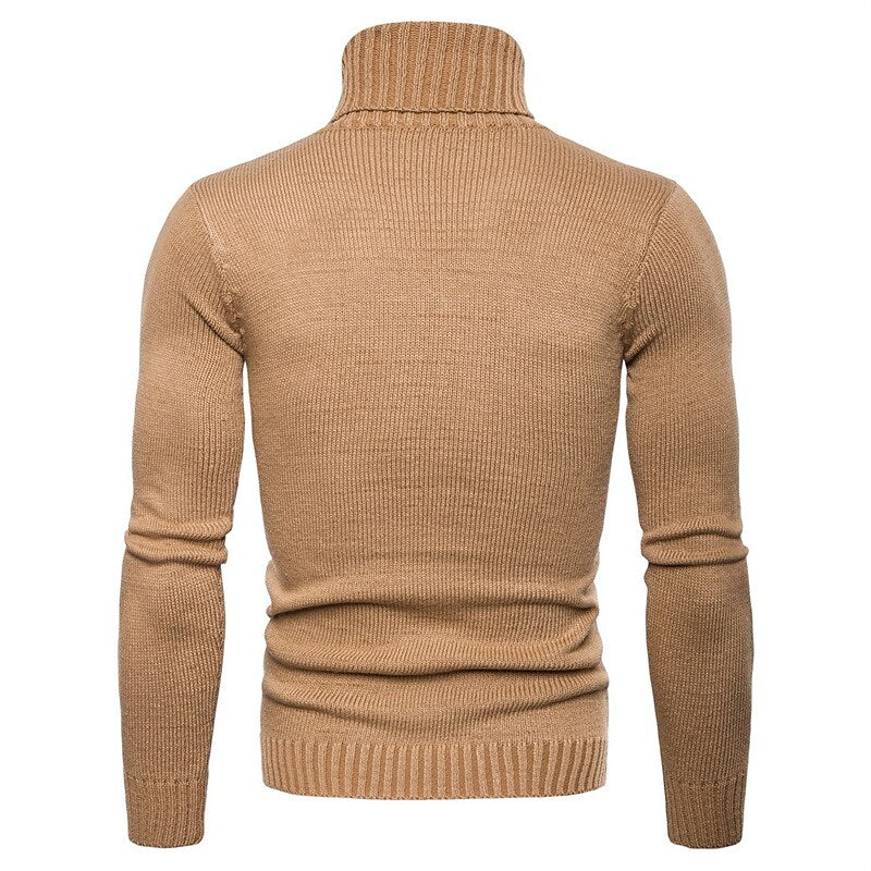 Pull basique en tricot torsadé à col roulé pour homme