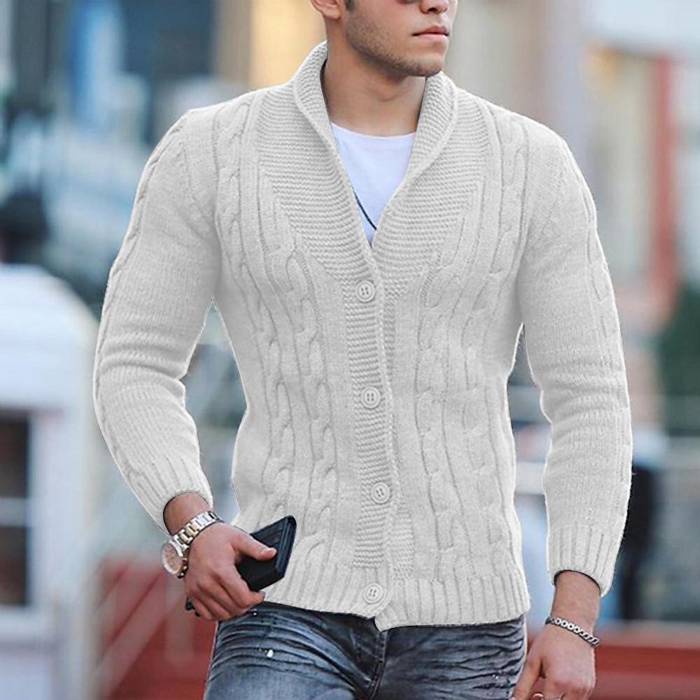 Cardigan en maille unie à col châle et boutonnage pour homme