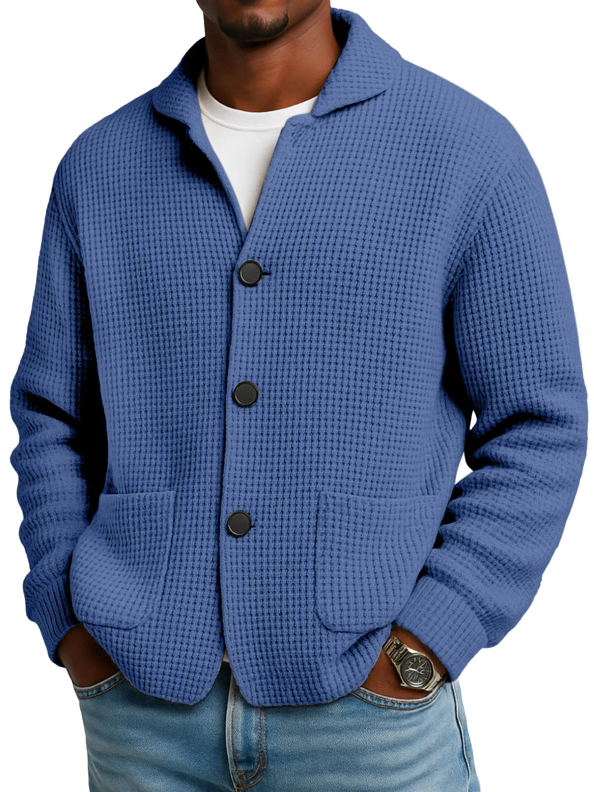 Veste pull en maille unie à col montant pour l'automne et l'hiver