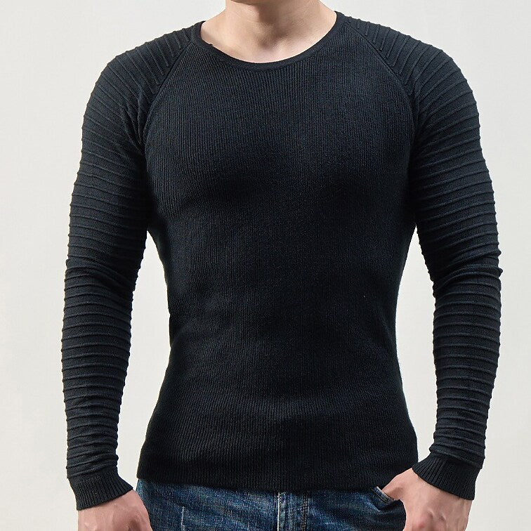 Pull décontracté pour homme à col rond et manches raglan