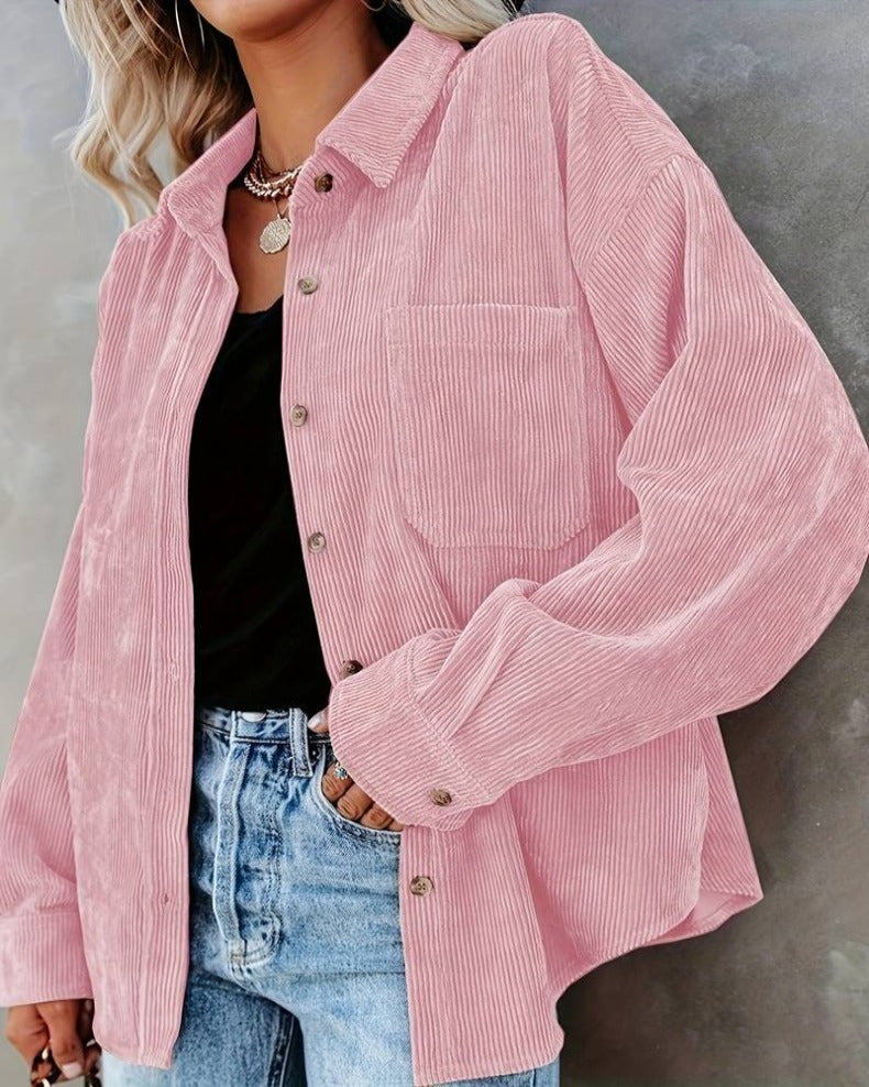 Chemisier décontracté vintage en velours à manches longues pour femme automne/hiver