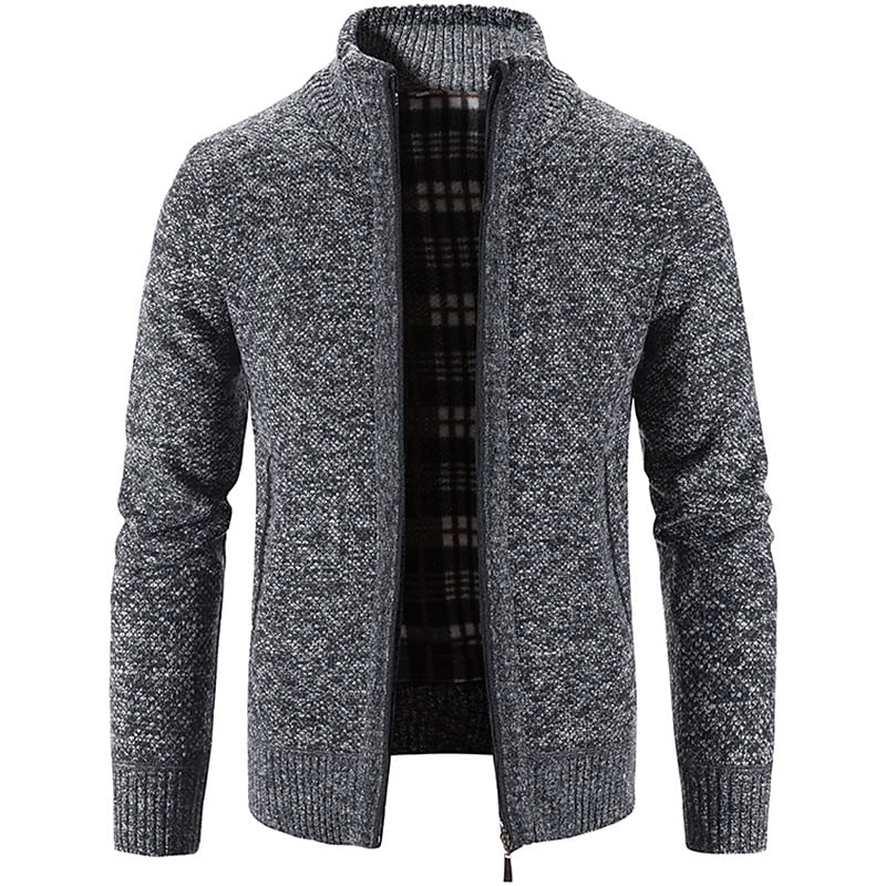 Cardigan zippé homme uni à col montant