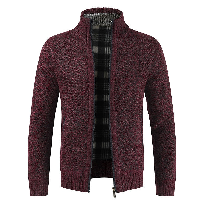 Cardigan zippé homme uni à col montant