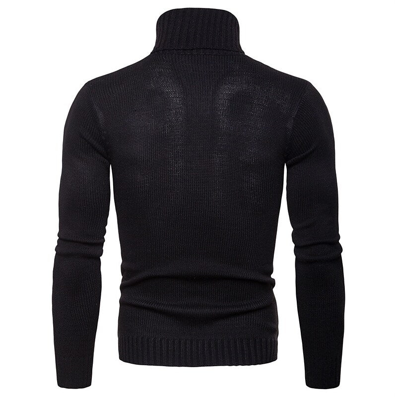 Pull basique en tricot torsadé à col roulé pour homme