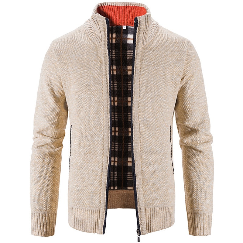 Cardigan zippé homme uni à col montant